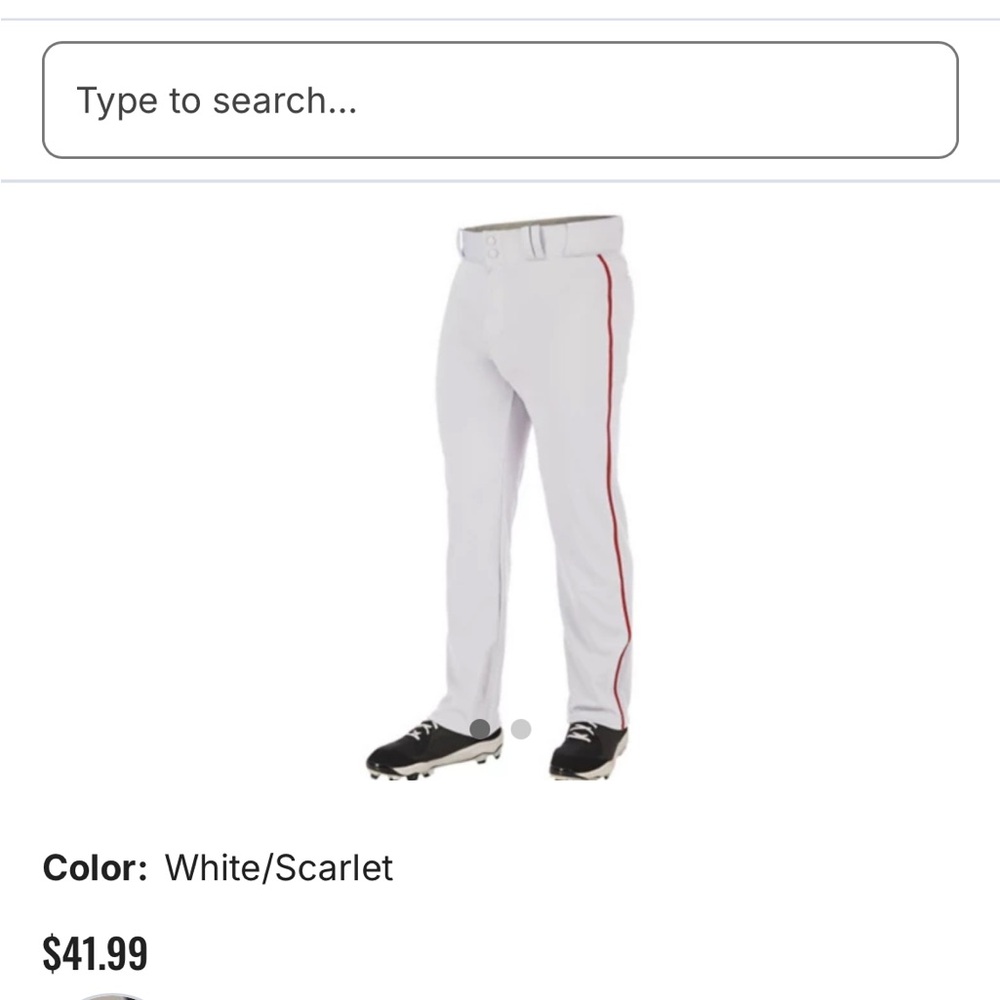 White baseball pants w/red stripe